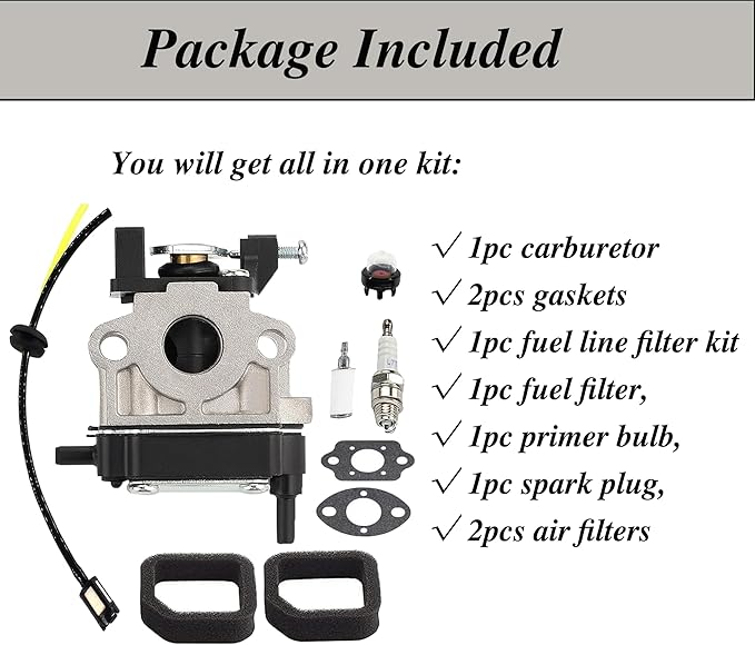 Carburetor Compatible for Hitachi RB24EA RB24EA (S) RB24EAP 23.9cc Leaf Blowers 6698373 Carb with Air Filter Fuel Line Kit
