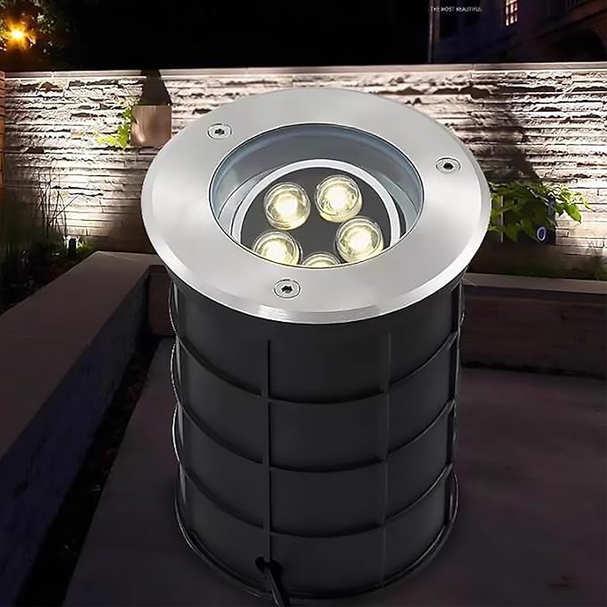 Outdoor Buried Lights - LED Landscape LampEmbedded 15° Adjustment Angle Ground Light IP68 Triple Waterproof Polarized Spotlight for Garden Courtyard DecoratiRed-9W