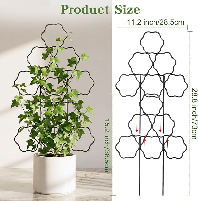 ZOUTOG 12 Pack Trellis for Climbing Plants Outdoor 15 InchRustproof Metal Garden Trellis for Potted PlantsSturdy Houseplant Support Indoor Outdoor for Ivy Pothos Monstera Hoya Flower Vine (Flower)