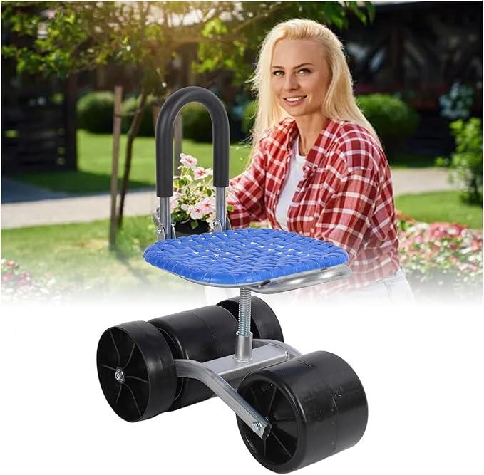 Adjustable 360° Rotating Work seat Ergonomic Garden Rolling Stool with WheelsWorkseat for Planting Picking