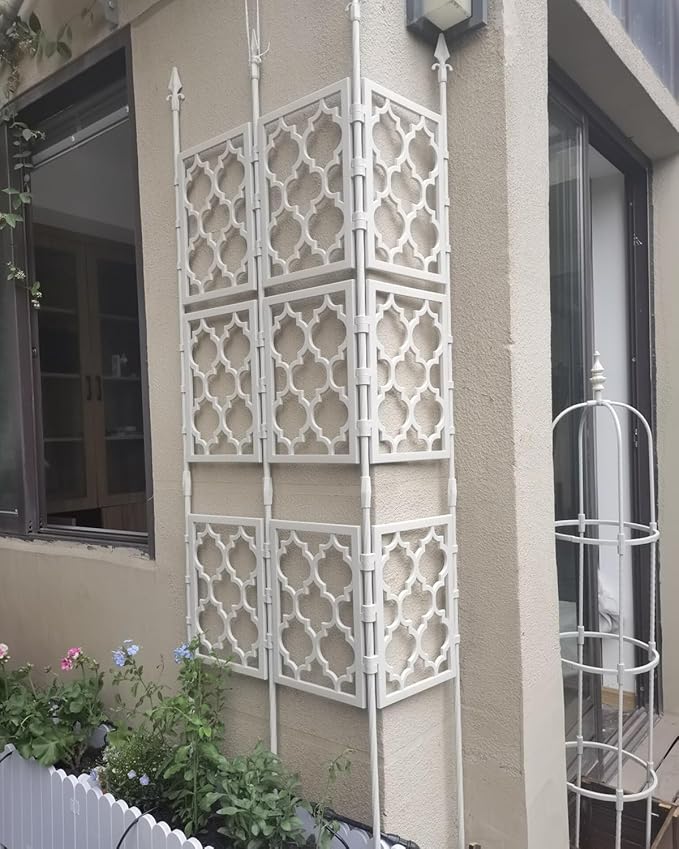 74.8in Tall Garden Fence Metal Garden Trellis For Climbing Plants Outdoor Indoor And Outdoor Privacy Decoration Plant Support For Climbing Vines And Flowers Stands(Black85x270cm/33.5x106.3in)