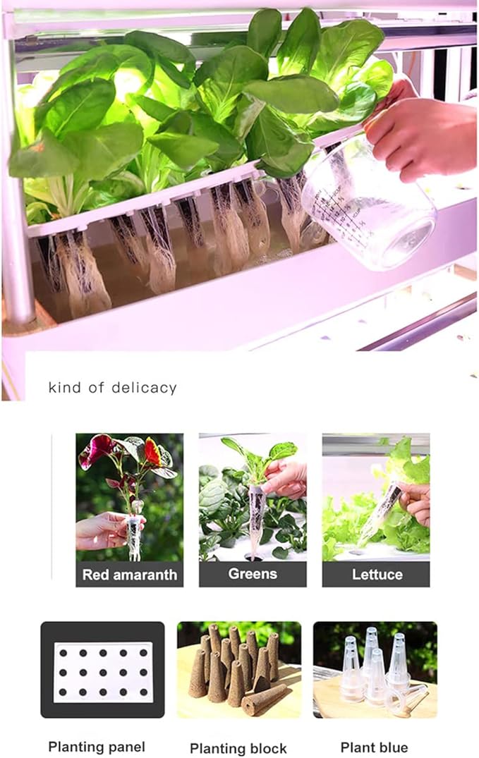 Hydroponics TowerPlants Vertical Hydroponics Grow Kits3-Layer Indoor Gardening Greenhouse 48/64 /90/120 Holes PVC Vegetables Plant Growing Systemsfor HerbsFruits and Vegetables (48hole)
