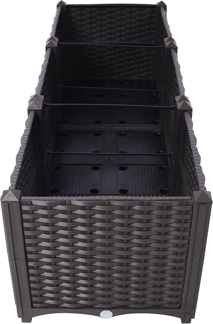 Raised Garden Bed Deep Raised Garden Bed Plastic Planter Boxes for Vegetables Flowers Herbs and SucculentsSelf-Watering Planter Box Raised Bed to Grow Flowers Herbs &amp Vegetables 47.2x15.7x14