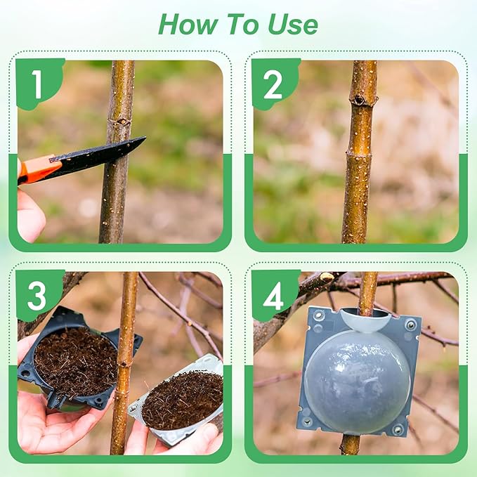 30 Pcs Air Layering Propagation Kit Reusable Half Black Half Transparent Grafting Ball Air Layering Pods Propagation Box Plant Rooting Grafting Box for Plants Medium