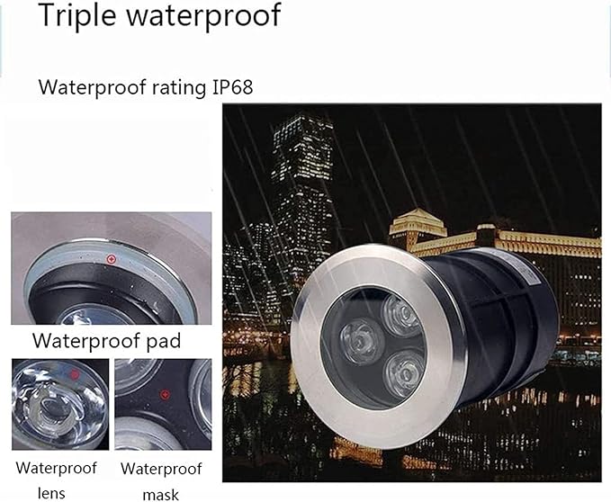 Underground Light LED - 12/24V Garden Courtyard Light Embedded Underwater Spotlight Stainless Steel IP68 Waterproof Landscape Lighting Underwater Pond Spotlight (Green 15W)