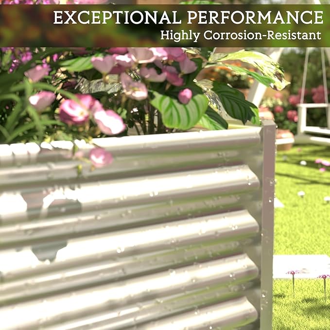 FRIZIONE 3pcs 8x4ft Galvanized Raised Garden Bed OutdoorAbove Ground Garden Bed for VegetableMetal Raised Beds for FlowerSteel Raised Beds for Gardening