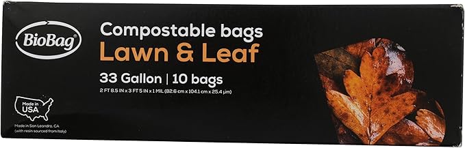 BioBag Compostable Lawn &amp Leaf Yard Waste Bags 33 Gallon 10 count (pack of 2)