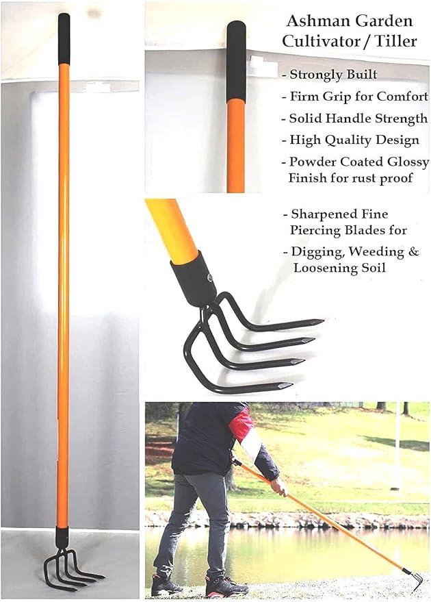 Ashman Garden Cultivator (6 Pack)– Sturdy Hand Tiller/Cultivator – Heavy Duty Blade for Digging Loosening Soil and Weeding – Rubber Grip Handle for a Strong Hold – Rust Resistant.