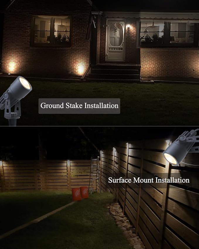 Outdoor Mini Spotlights MR11 LED Bulb 12V Low Voltage Landscape Spotlight 2W 200lm 2700K Warm White IP65 Waterproof Aluminum Light Fixture 1 1/4 Short Head 4-Count