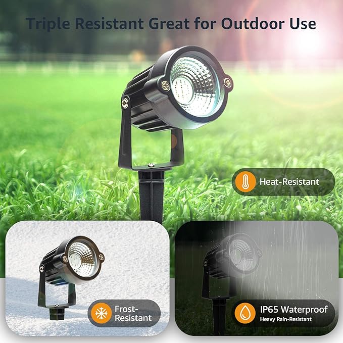 SHOYO Spotlights Colored with Timer Outdoor Yard Spot Lights 120V RGB Waterproof Memory Dimmable Uplights with Spiked Stand for Flags Lawn Porch Backyard 2 Lights