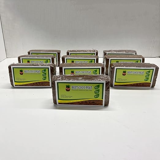 Best Coco Peat - Premium Coconut Coir Pith 10 Brick Pack 650gm/1.4 Lbs Block | 100% Organic | Expands Approx 2.3 Gallon | Lowest EC and Ph Balance
