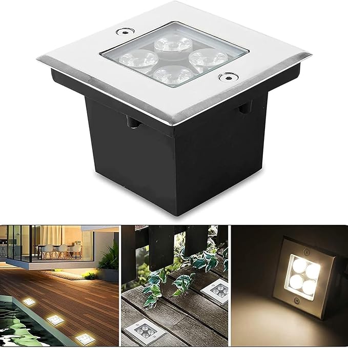 Outdoor Buried Lights - LED Landscape Lights AC 12V LED Gardens Floor Lamp Ip67 ?Waterproof Square Embedded Led Spot Lights for Terrace Villa Paths Garage IlWarm White-24w