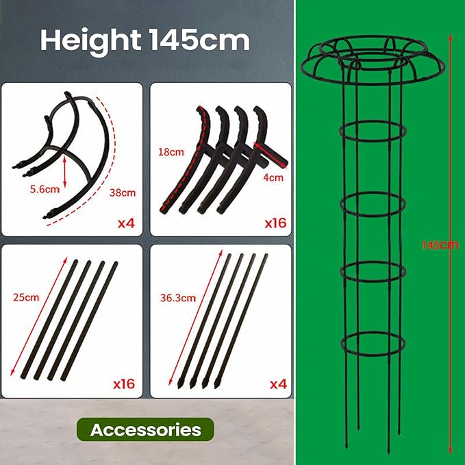 Vertical Garden Trellis All Weather Climbing Frame 6 Foot Umbrella Shape Trellis with Sturdy Base Outdoor Plant Support Vine with Decorative Style Climbing Plant Accessory for Balcony
