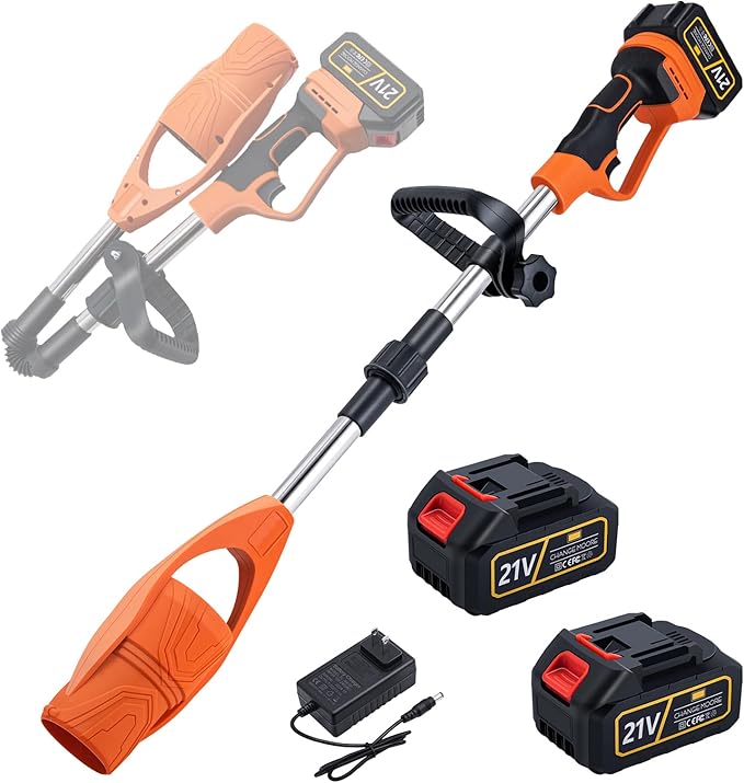 CHANGE MOORE 21V Cordless Leaf Blower with Battery and Charger Foldable 550W Brushless Motor Handheld Electric Blowers 2X 3Ah Batteries Portable Leaf Blower for Lawn Care Garden Garage Orange