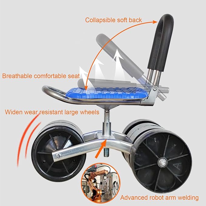 Garden Rolling Stool seat Adjustable 360° Rotating Work seat with Wheels for Courtyard Portable Garden Scooter