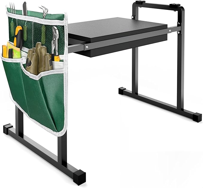Garden Kneelers Seat Stable and Save Anti-Tipping Design 10.2 Wider Garden Kneeler and Seat with Handle Heavy Duty Gardening Stool for Seniors Gardening Weeding Bench for Gardeners Parents - Black