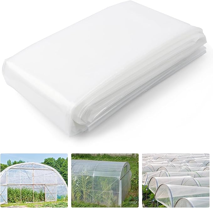Greenhouse Plastic Sheeting 10 x 30 FT 6 Mil Green House Plastic Covering Heavy Duty UV Resistant Clear Greenhouse Film for Farm Garden Nursery Henhouse