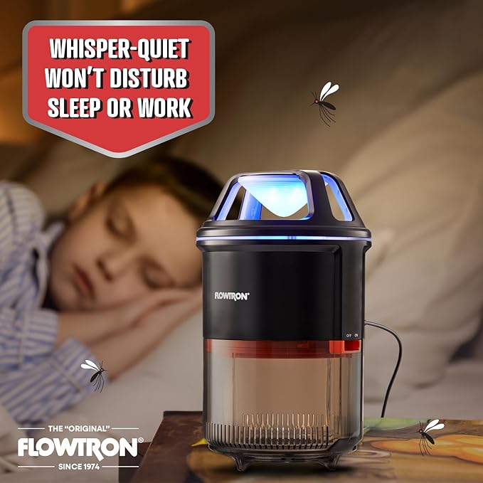 Flowtron Indoor Bug Trap | UV Light Mosquito Trap with Fan 860 Sq Ft Coverage USB-C Powered Insect Catcher for Kitchen Bedroom Restaurant | Quiet Fly Trap for Indoor Use