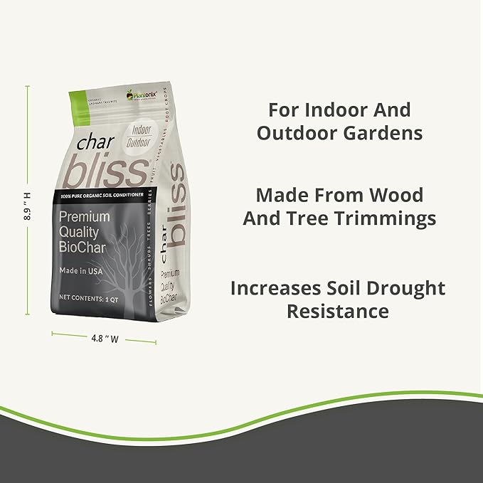 Buffered Coco Bliss (10lbs) + Char Bliss (8 Qts) - Coconut Coir Brick &amp Organic Biochar for Plants - Organic Coco Coir for Plants - Biochar Soil Amendment - Charcoal for Plants - Potting Soil Mix