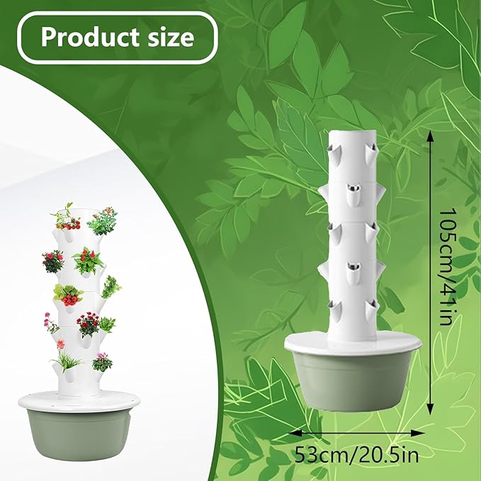 Hydroponic Tower Vertical Hydroponic Garden Tower Green and Healthy Hydroponics Growing System Kit Tower with Pump Suitable for Hydroponic Gardening Enthusiastsgreen-5-Layers
