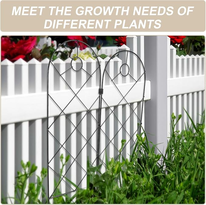 Kisangel 2pcs Foldable Iron Trellis for Climbing Plants Garden Plant Support Rack Outdoor Indoor Vine Climbing Stake Display
