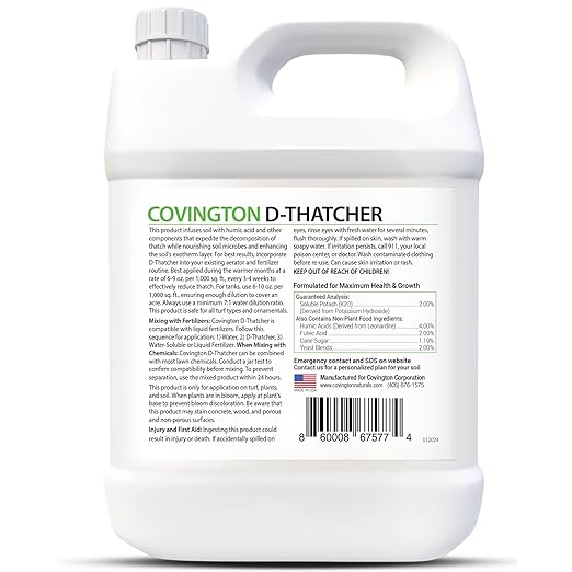 Covington PRO-LINE D-THATCHER Liquid Dethatcher (32oz) – Lawn Thatch Remover &amp Soil Softener Grass Clipping Breakdown for Healthy Lawns &amp Gardens – Dethatcher and Aerator in one Safe for Kid