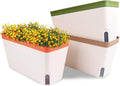 OurWarm 3 Pack Self Watering Herb Planter Set for Windowsill 10.5In Indoor Herb Garden Planters with Water Level Indicator Dual Layer Easy Care Pot for Basil Flowers Vegetables &amp Succulent