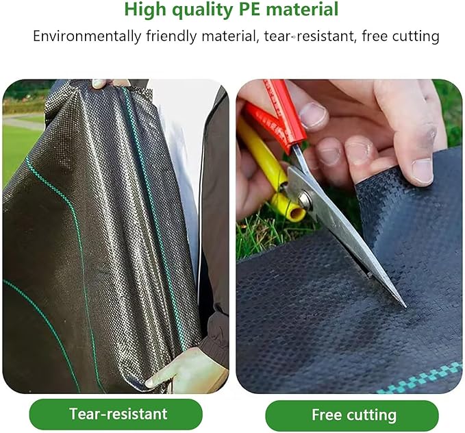 Garden Weed Barrier Landscape Fabric Durable Ground Cover Mat Weed Control Cloth Breathable Woven Geotextile Fabric for Vegetable Flower Bed Black(1.8x100m)