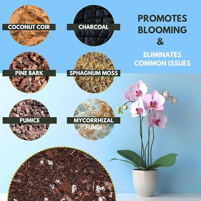 Soil Sage Premium Orchid Potting Mix - 5 qt. U.S.A. Made Orchid Soil Blend with Pine Bark Sphagnum Moss Charcoal Coconut Coir Pumice &amp Mycorrhizae for Healthy Roots - Improved Drainage &amp