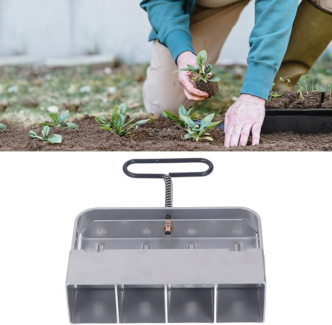 Manual Soil Block MakerSoil Blocker with Comfortable HandleSilver Manual Soil Block Maker Handheld Seedling Micro Soil Blocker Set for Greenhouse