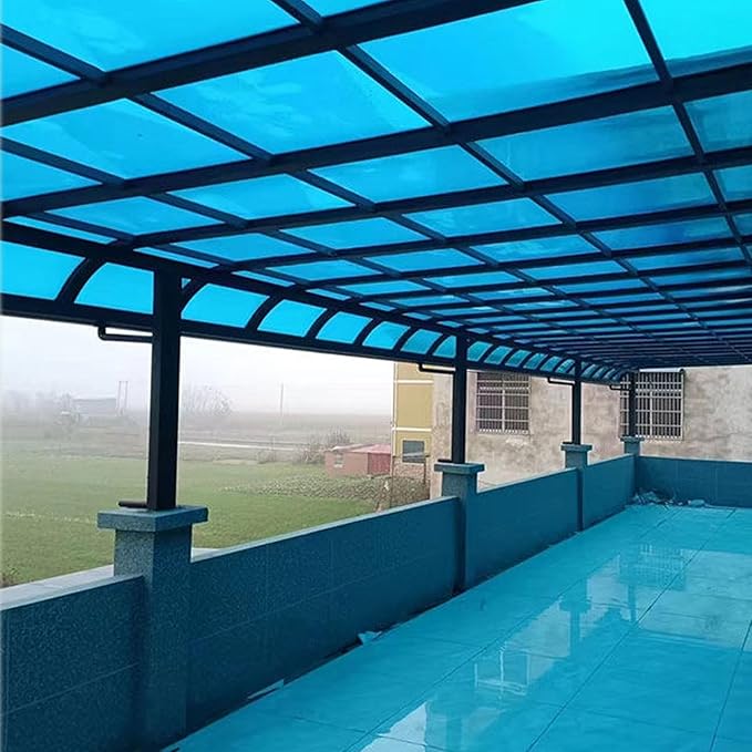 Polycarbonate Greenhouse Panels Clear Polycarbonate Sheets Outdoor Awning Covers for DIY All Weather Outdoor Garden and Greenhouse Covering Glass Replacement(Blue1.8x9m/6x29.5ft)