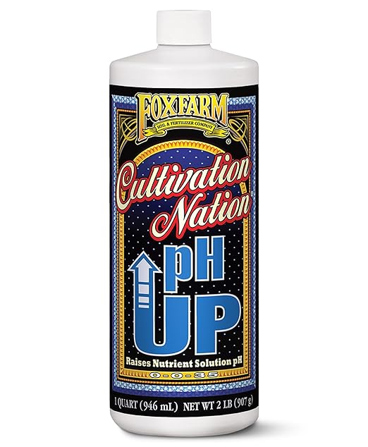 FoxFarm Cultivation Nation pH UP for Plants’ Nutrient Solutions - Formulated with Potassium Hydroxide for Adjustment - Ideal for Soil &amp Hydroponics Raises pH Levels of Nutrient Solution - 1 Quart