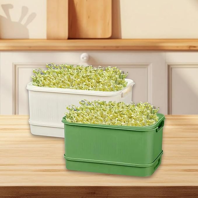 misppro 2X Sprouts Tray Planting Container Reusable Growing Kit for Indoor Outdoor Garden Hydroponic Cultivation Box Starter Tray