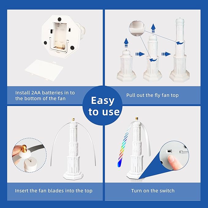4pcs Fly Fans for Tables Repellent Fan to Keep Flies Away Portable Deterrent Spinner for Picnic Restaurant Party Home BBQ (White)