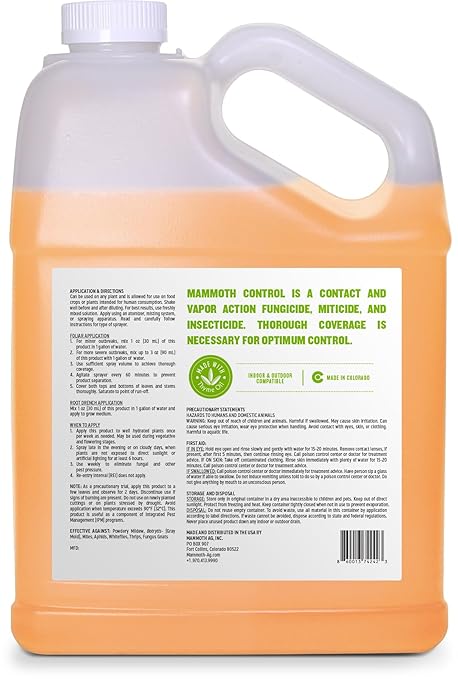 Mammoth Control - Concentrated Miticide Fungicide and Insecticide - Made with Thyme Oil (1 Gallon)