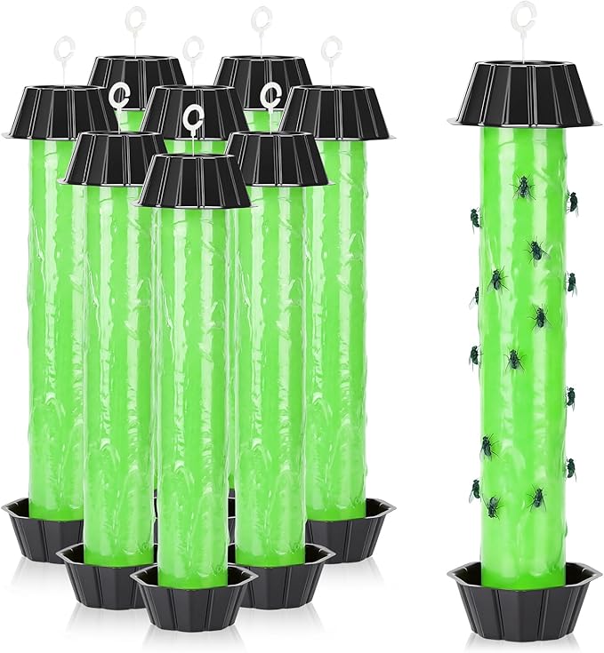8 Pcs Fly Traps for Indoor Outdoor Hanging Fruit Fly Stick Trap Sticky Mosquito for Home Insect 10 x 2.5 Inches (StylishGreen and Black)