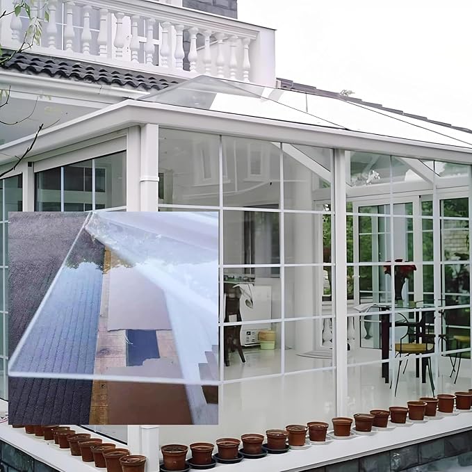 Polycarbonate sheets skylight panels shed roofing panelsPolycarbonate Plastic Sheetleisure huts suitable for outdoor garden greenhouse canopy awnings. Transparent color.(Clear6 x 16.4ft)