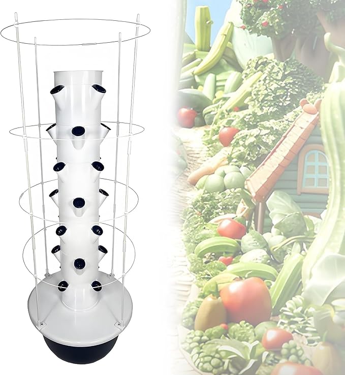 Hydroponics Growing Tower Aeroponic Tower Garden Indoor Smart Garden with Plant Climbing Frame Plants Indoor Hydroponic Vegetable Tower for Gardening Lover