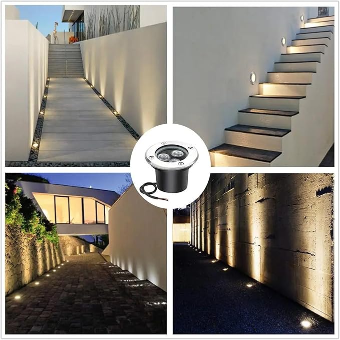 4 Pack LED Underground Lamp Outdoor Ground Light IP66 Waterproof Buried Lights AC85-265V for Garden Path Yard Step Fence Landscape Spotlight