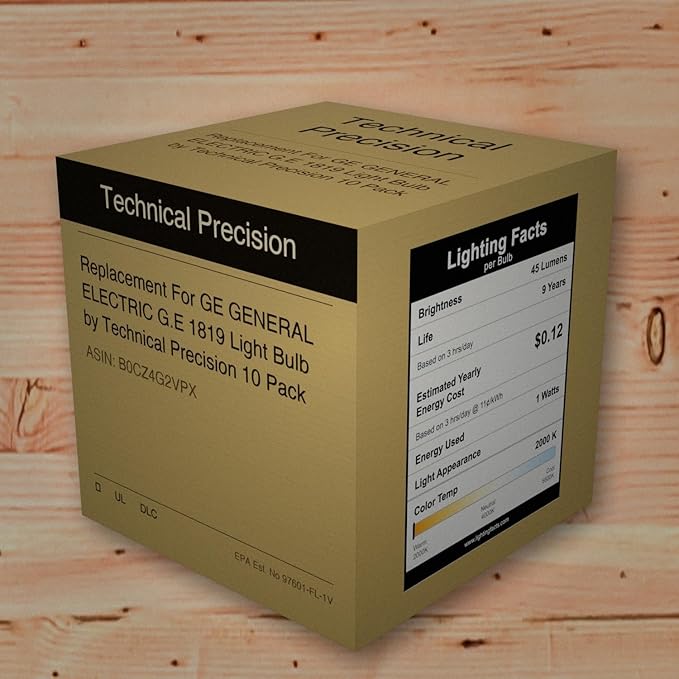 Technical Precision Replacement for GE General Electric G.E 1819 Light Bulb 10 Pack