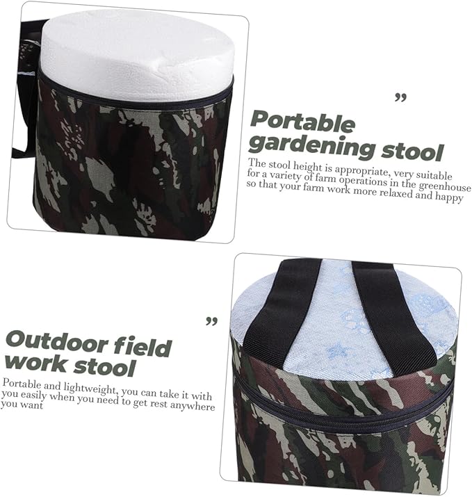 Portable Foam Farming Stool with Tool Pouch 25cm Height Small Garden and Fishing Seat for Gardening Camping Outdoor Work Lightweight and Wearable Random Style