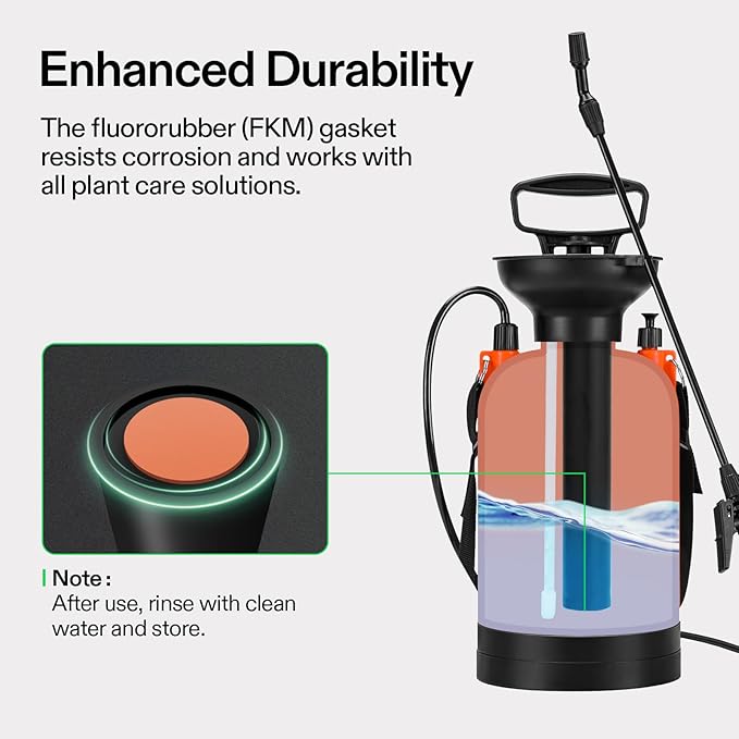 VIVOSUN 1.35-Gallon Pump Pressure Sprayer Pressurized Lawn &amp Garden Water Spray Bottle with Adjustable Shoulder Strap for Spraying Plants Garden Watering and Household Cleaning