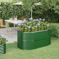 Garden Raised Bed Powder-Coated Steel Planter Boxes Outdoor for Vegetables Fruits Flower 59.8x31.5x26.8 Green-630
