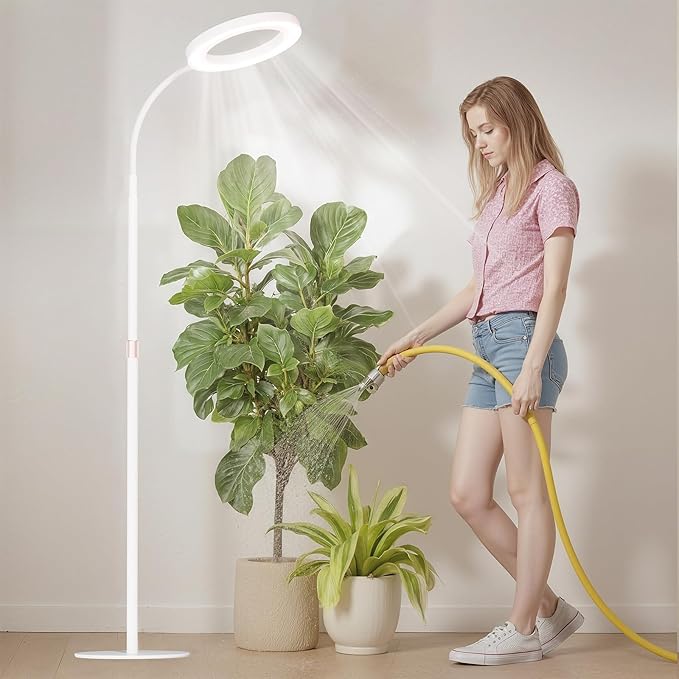 Plant Grow Light for Indoor Plants Full Spectrum Grow Lamp with Pedestal Stand Automatic Timer for 3H/9H/12H Height Adjustable 51-67in White