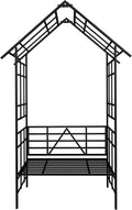 Metal Garden Arch Trellis for Climbing Plants Outdoor Rose Arbor with Bench Turned into Flower Stand Ceremony Decoration Archway with Planter for Wedding Events Lawn Patio Decor