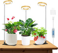 Kullinss Grow Light 48 LEDs Full Spectrum Plant Lights for Indoor Growing with Base Wood Grain Small Plant Growing Lamp with 6/12/16H Timer 3 Color Modes 5 Brightness 6.5-26 Height Adjustable