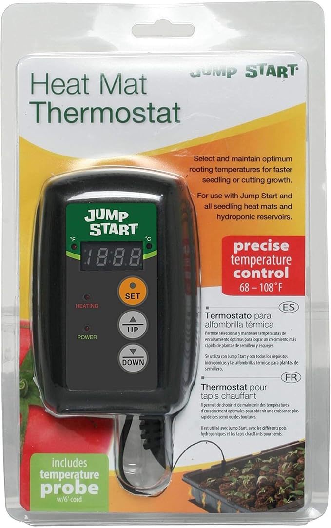 Jump Start Hydroponic Seedling Heat Mat Digital Thermostat Controller for Hydrofarm Heat Mats Used in Gardens Terrariums &amp Home Brewing 4 Pack