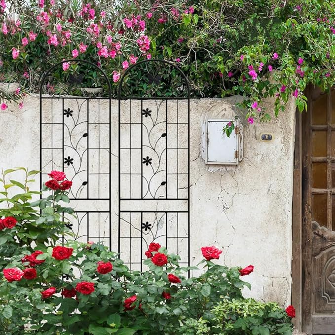 Sturdy Metal Garden Trellis for Climbing Plants – Rust-Resistant Outdoor Flower Support with Decorative Lattice Design (H86''-2 Pack)
