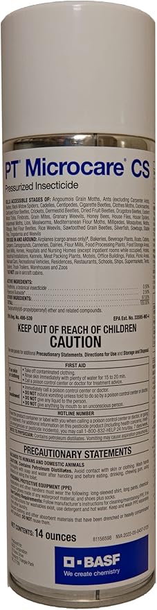 BASF PT Microcare CS Pressurized Insecticide - Reduced Risk Pyrethrin Spray - Food Safe - 14 Ounce Aerosol
