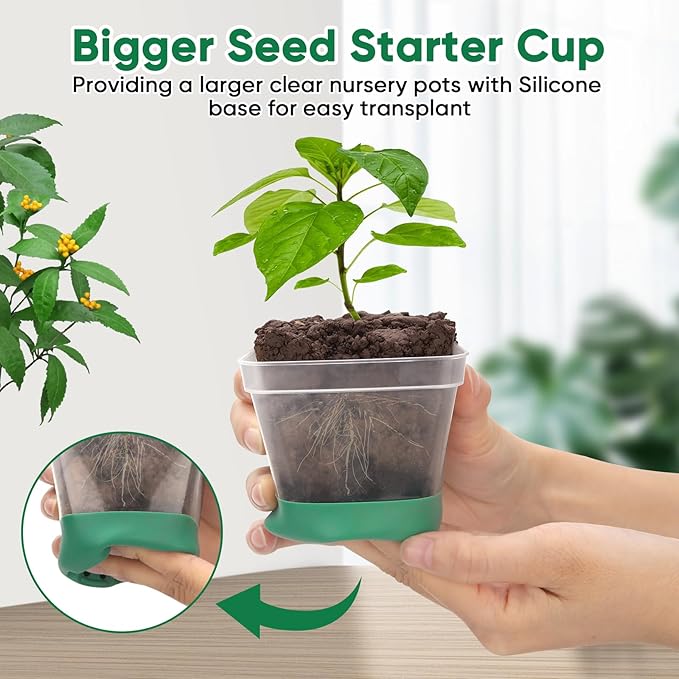BlumWay Large Size 2 Pack 24 Cell Seed Starter Kit with Bigger Seed Starter Cup &amp 2 Inch 8 Cell Upgraded Soil Blocker